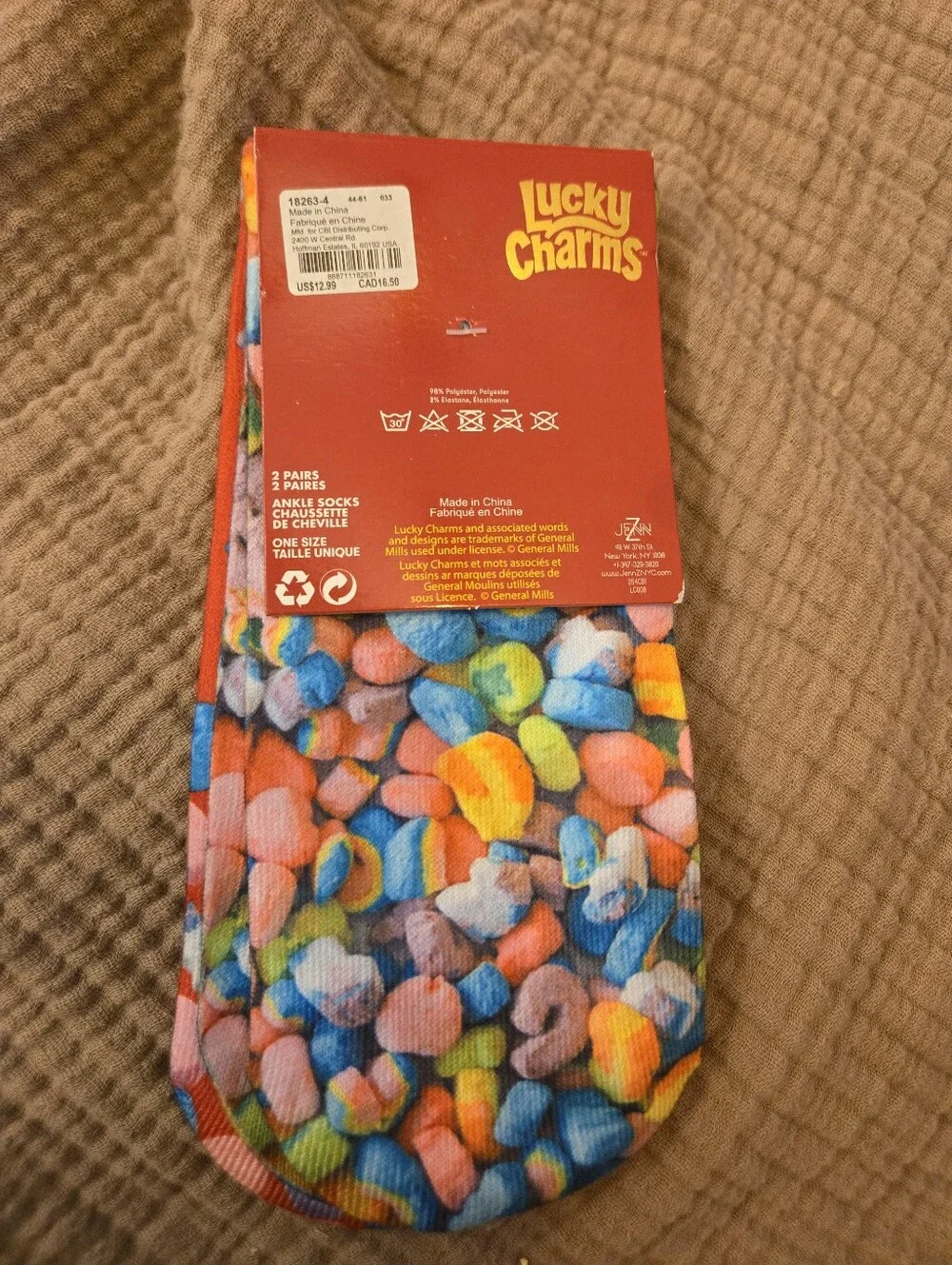 *Lucky Charms Brand Multicolor Marshmallow Print Ankle Socks